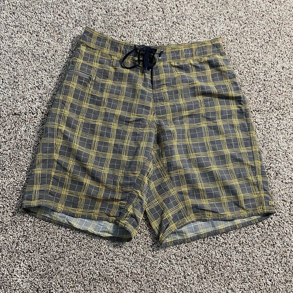 Mens Patagonia Board Swim Nylon Shorts Wavefarer Surf Beach Size 32 Plaid - Picture 1 of 7